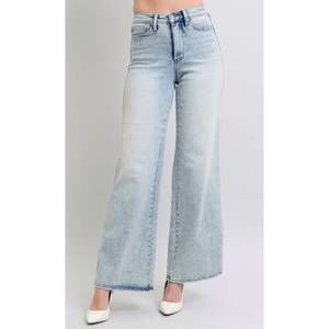 NEW JUDY BLUE high waisted tummy control retro wide leg denim jeans in light